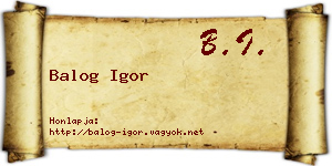 Balog Igor névjegykártya