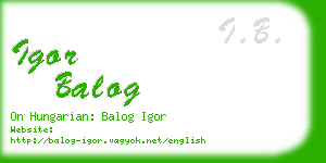 igor balog business card
